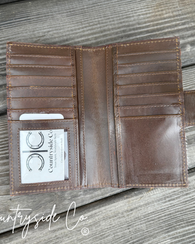 Rustic Checkered Cowhide Wallet