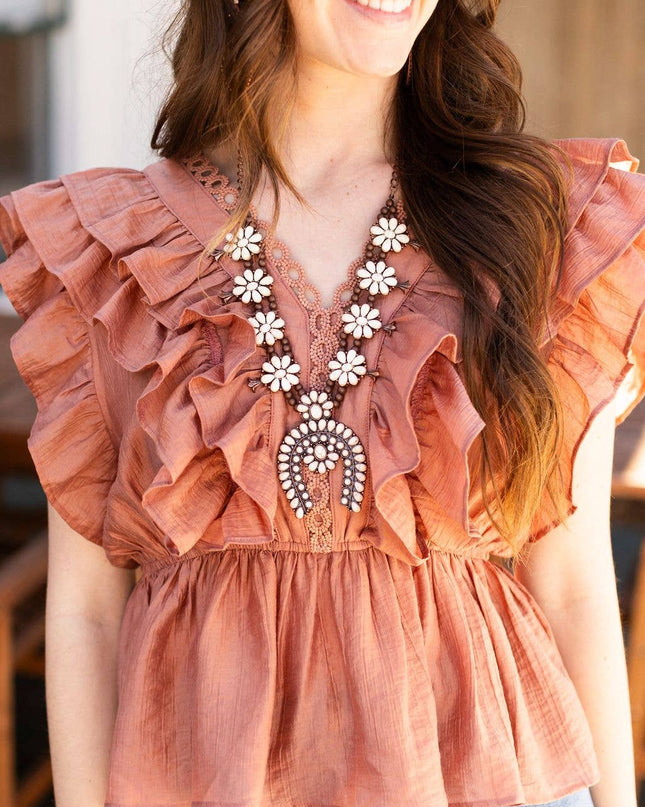 Get A Wiggle On White Cream Squash Blossom with Copper