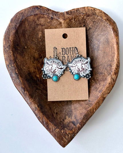 Western Style Cowgirl Pendant Dangle Earrings