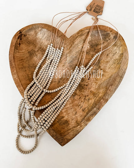 Multi Strand Wood Bead Boho Necklace
