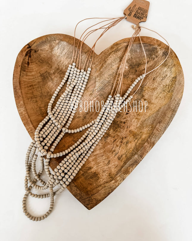 Multi Strand Wood Bead Boho Necklace