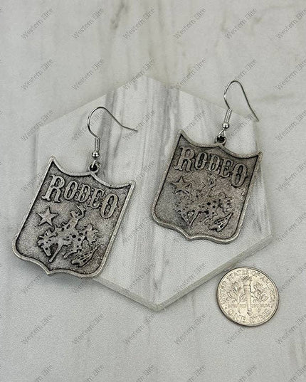 ER241215-01-COPPER             Copper metal western "RODEO'' Earrings