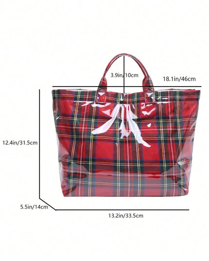 Flower/ Checkered/ Pattern PVC Glossy Waterproof Tote Bag