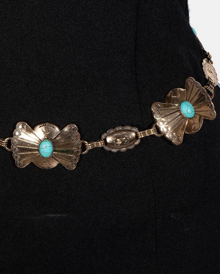 Turquoise Western Style Concho Chain Belt