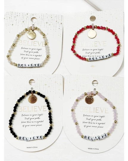 4-Kind Mix Beads BELIEVE Inpirational Bracelet