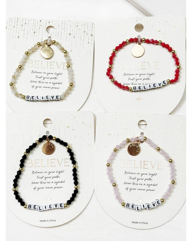 4-Kind Mix Beads BELIEVE Inpirational Bracelet