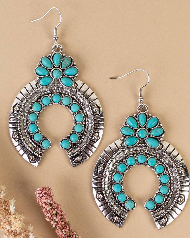 Western Earrings - Turquoise Stone Details