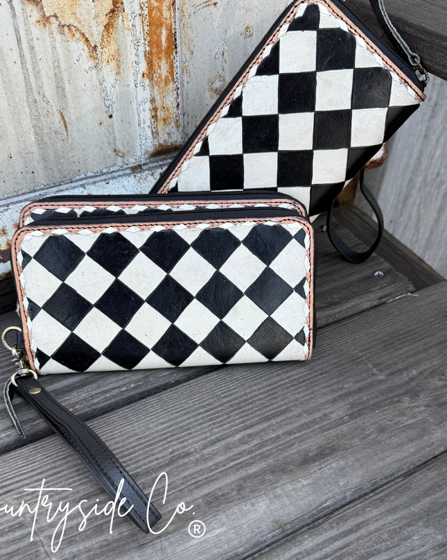 Avenue Checkered Leather Wallet