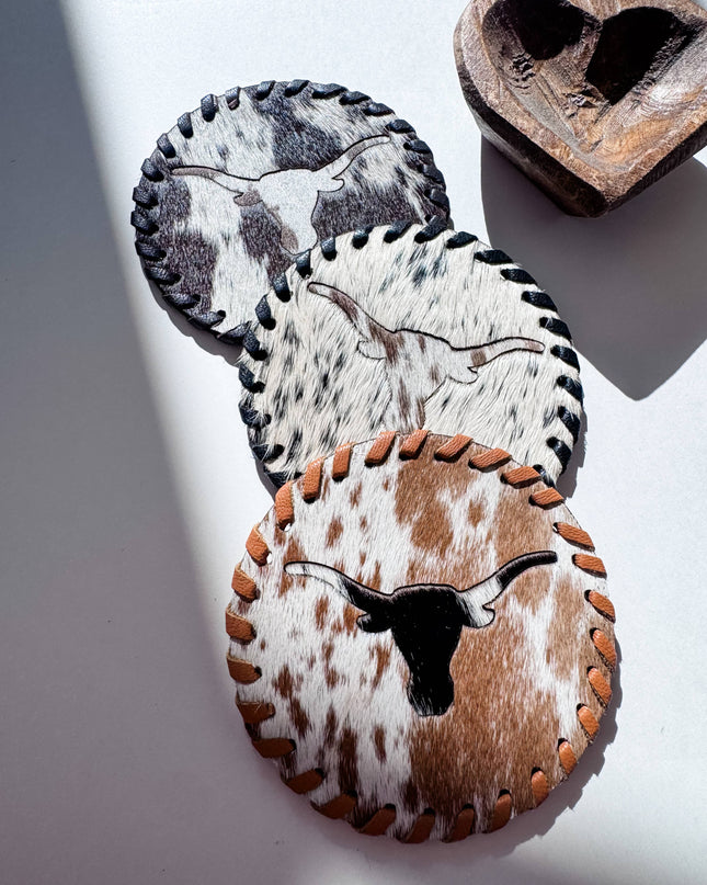 Genuine Cowhide Leather Coasters P| Western Hair-On Hide