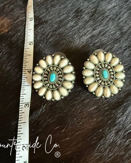 Natural White Stone & Turquoise Earrings