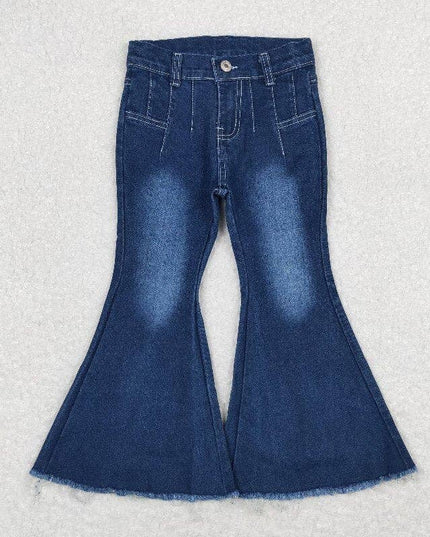 Sibling Baby Girls Western Cowgirls Bell Flare Denim Pants