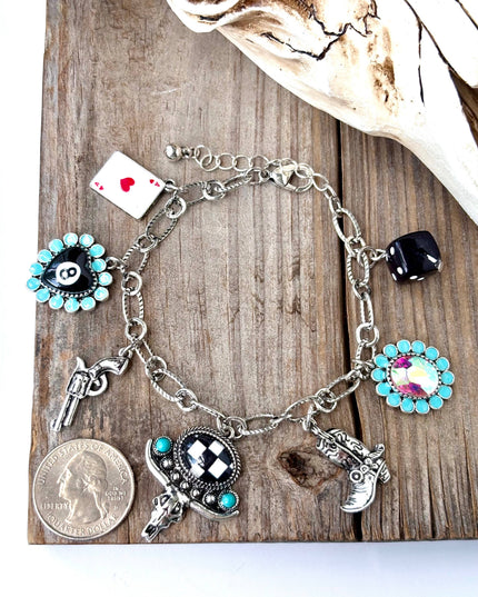 Western Style Multi Charm Chunky Chain Bracelet