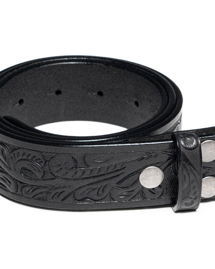 Genuine Leather Men's Belt with Snap-On Strap without Buckle