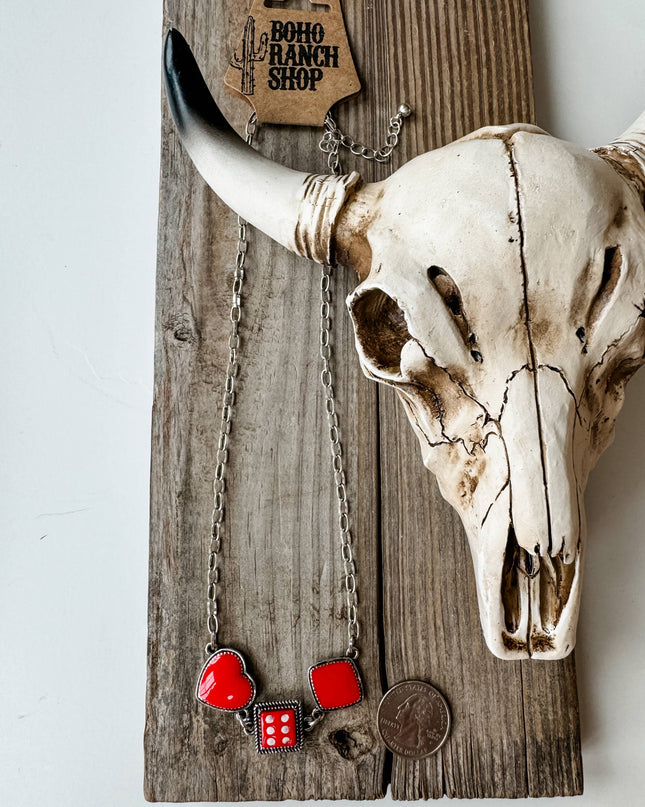 Western Card Theme Dice Necklace