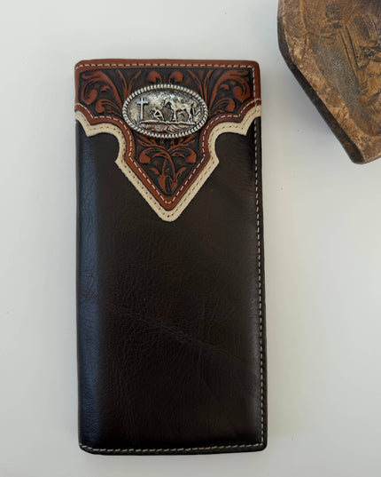 Bifold Wallet Genuine Tooled Leather Bi-Fold Wallet