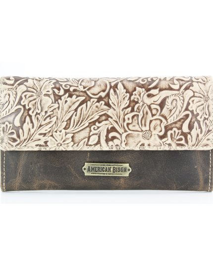 Women’s Brown Leather Leaf Clutch Wallet ABLW 18-2515