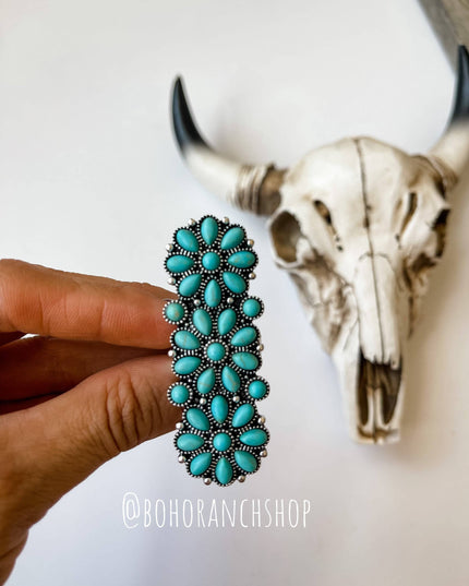 Western Adjustable Cluster Cuff Ring | turquoise or copper
