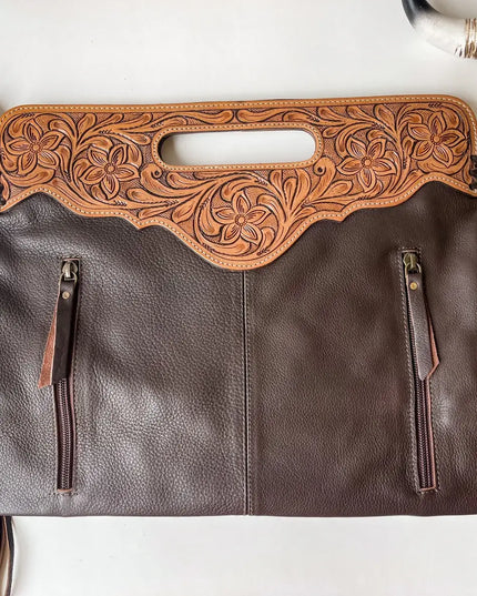 The Maggie Cowhide Leather Crossbody + Back zippered pockets