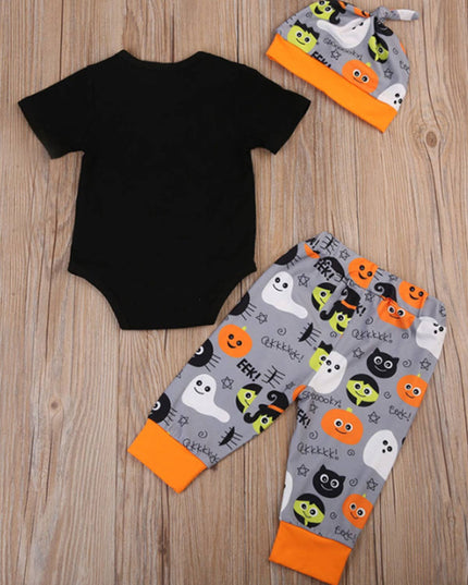 Black Cutest Pumpkin Halloween 3-Piece Baby Outfit Set