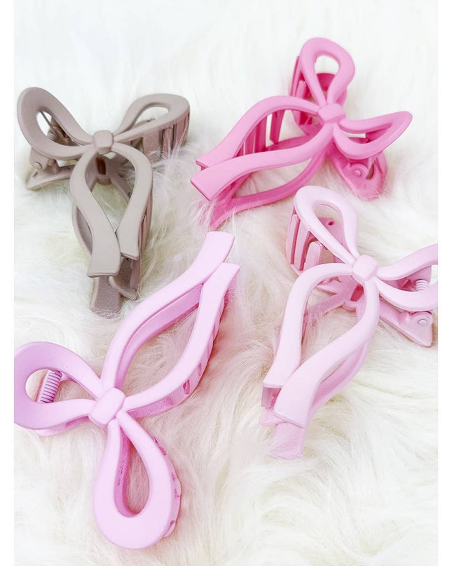 Assorted Pink and Taupe Shades of Bow Clip