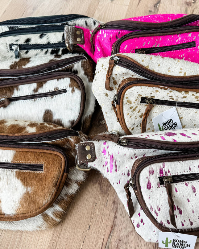 Western Hairon Cowhide Fanny Pack - bum bag sling bag