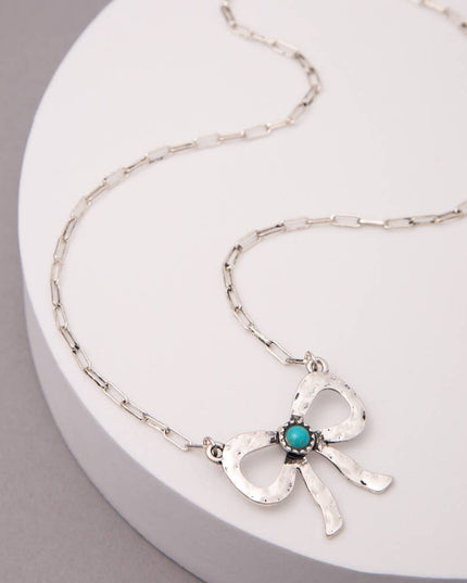 Western Short Tail Bow Pendant Necklace