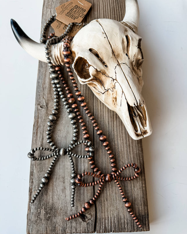 Western Navajo Bead Coquette Bow Necklace