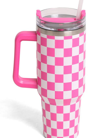 Checkered 40oz Handle Tumbler