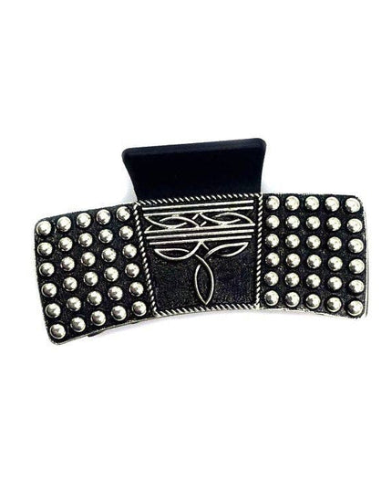 Western Boot Stitch Bubble Metal Plate Hair Claw