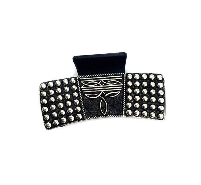 Western Boot Stitch Bubble Metal Plate Hair Claw