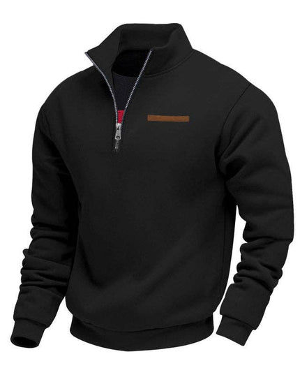 Half Zipper Loose Stand Collar Men Pullover Hoodie