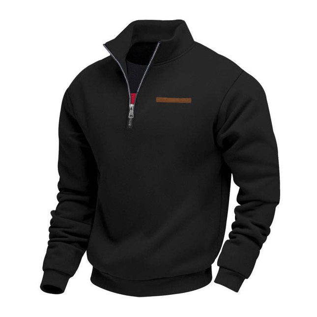 Half Zipper Loose Stand Collar Men Pullover Hoodie