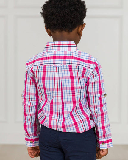 Boys Adley Plaid Long Sleeve Button Down Shirt
