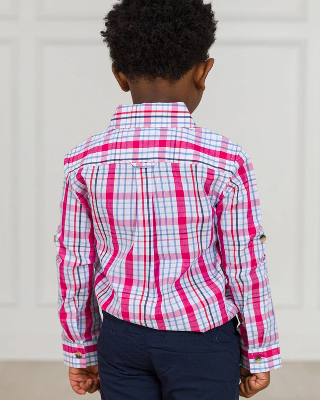 Boys Adley Plaid Long Sleeve Button Down Shirt
