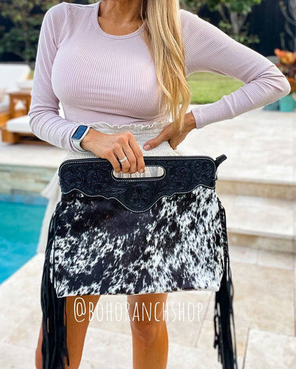 The Maggie Cowhide Leather Crossbody + Back zippered pockets