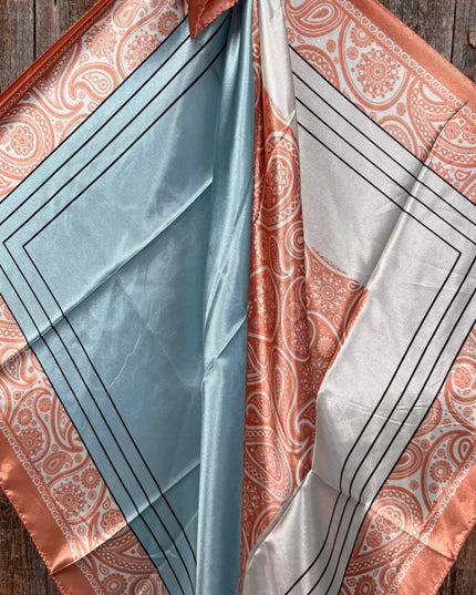 35X35" Soft Pink and Blue Paisley Wild Rag / Scarf WR3388