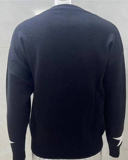 Round Neck Sweater With Five-Pointed Star Print