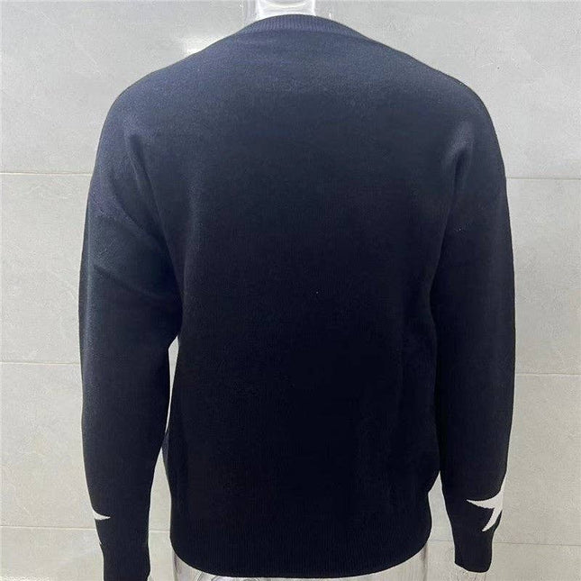 Round Neck Sweater With Five-Pointed Star Print