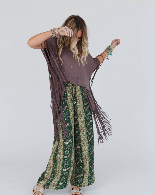 Western Showstopper Fringe Top - Mocha