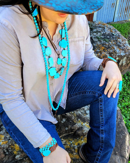 Turquoise Triple Strand Bracelet 804j