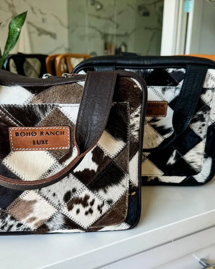 BOHO LUXE TRAVEL hanging bag Genuine HairOn leather toiletry