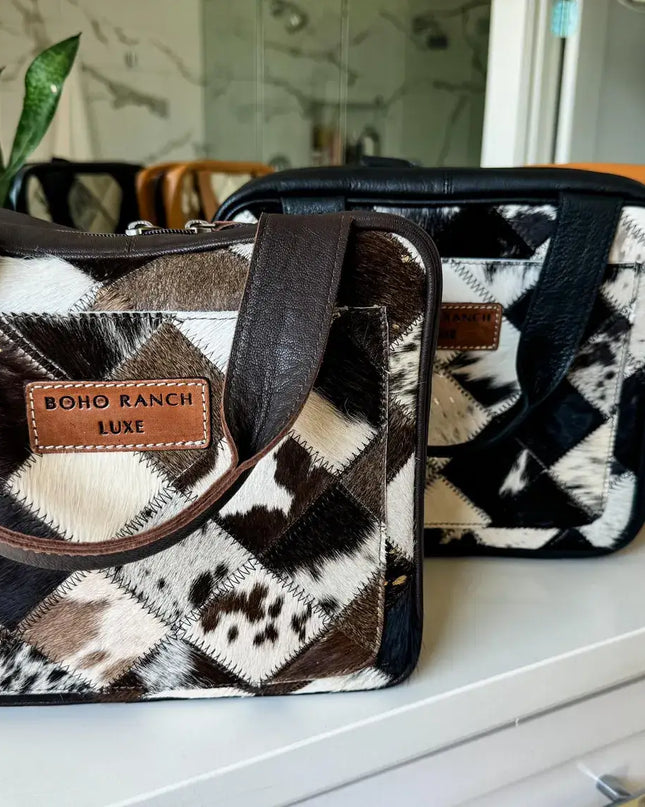 BOHO LUXE TRAVEL hanging bag Genuine HairOn leather toiletry