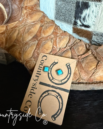 Turquoise Square Stud  Earrings