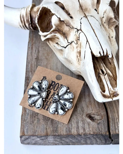 Western Squash Blossom - Stone Stud Earrings