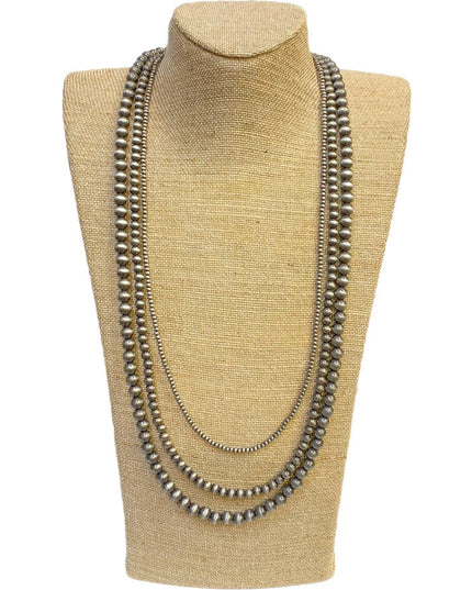 Triple Strand Beaded Layered Necklace