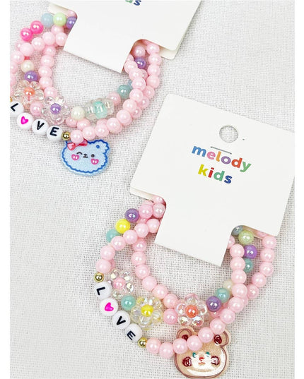 Love and Bear Theme Kids Layering Bracelet Set