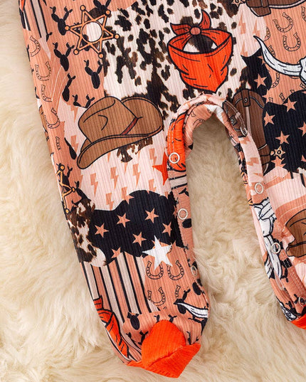 Boys western printed baby romper. RPB50619 Sol