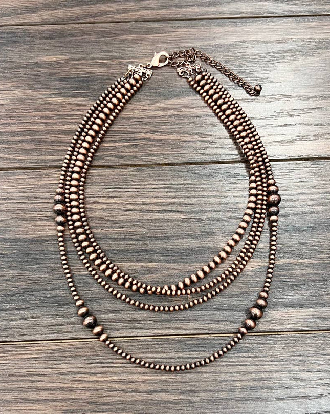 736975, Handmade 22" Copper Navajo Bead Necklace