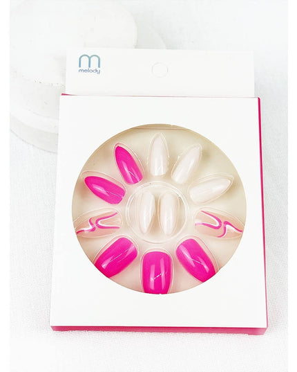 Pink and White Theme Press On Nail Set