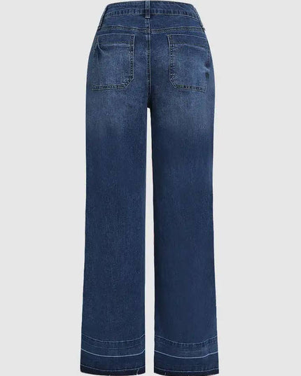Vintage Washed High Waist Wide Leg Denim Jeans